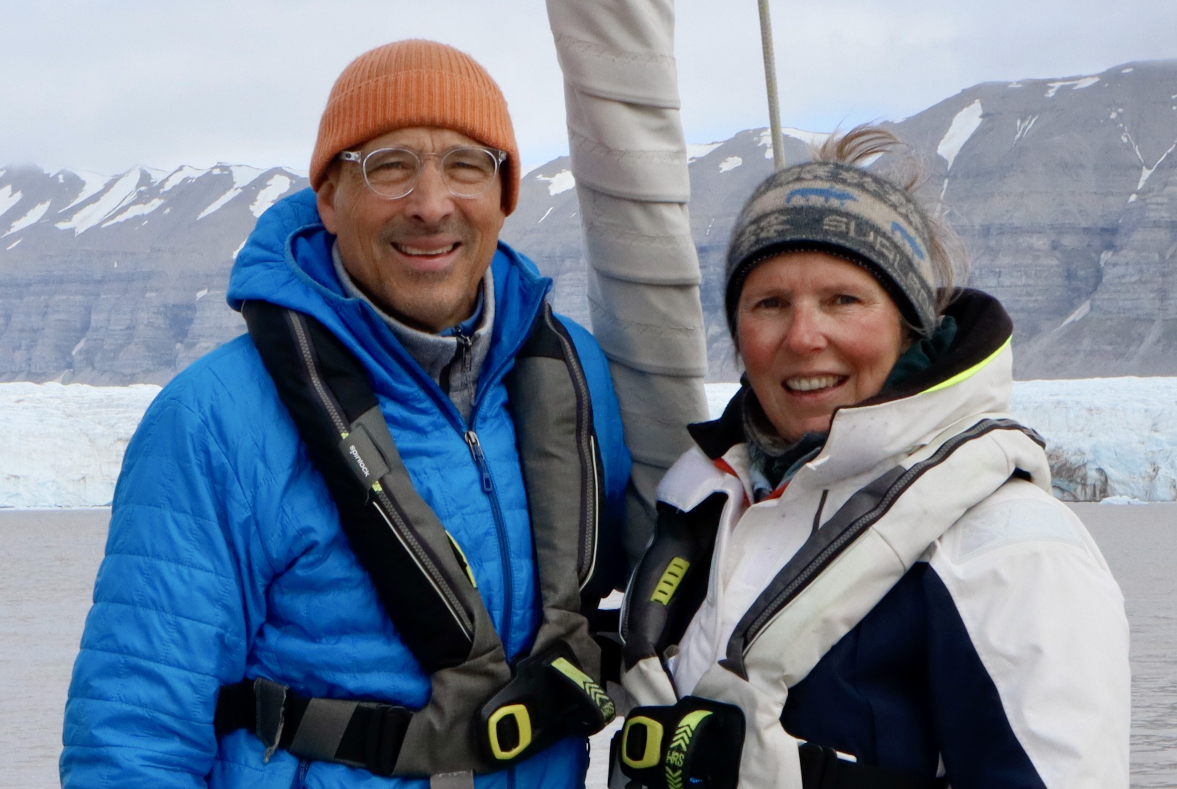 Daniel and Kathrin Gerber aboard Polaris Helvetica in Arctic Norway, high-latitude sailors and publishers of the Norwegian Cruising Guide
