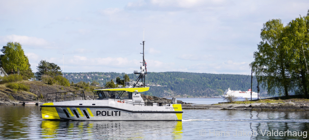 A police boat on patrol